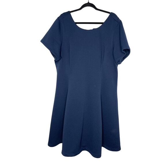 Lane Bryant Navy Blue Quilted Texture Midi Dress 22 - Picture 1 of 8